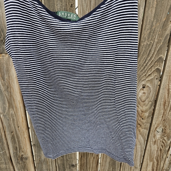 Lauren Ralph Lauren Navy and White Striped Adjustable-strap Tank Size L - Picture 6 of 14